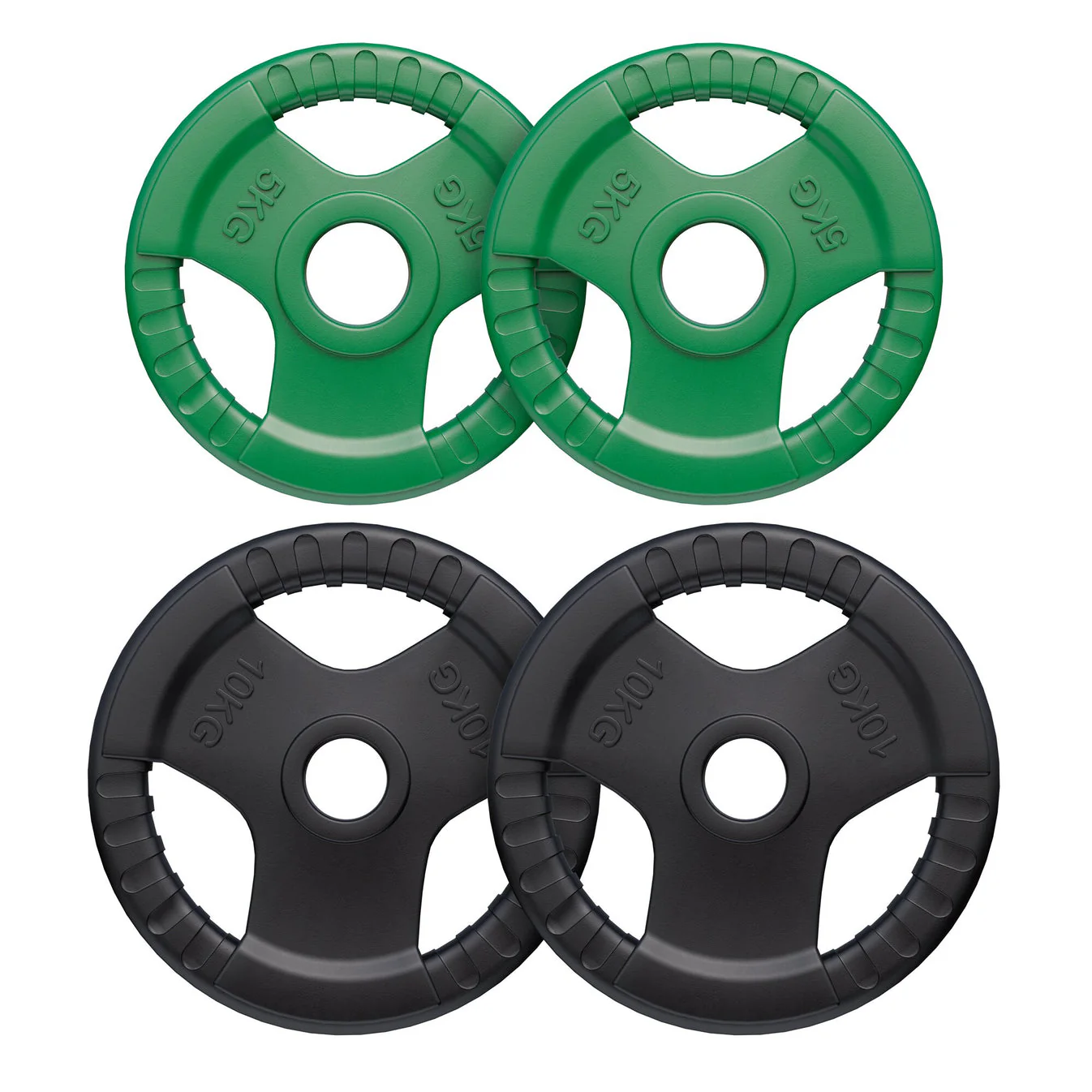 Olympische halterschijven set 2 x 5 + 2 x 10 kg Gripper Gietijzer Rubber Coating – 50/51 mm