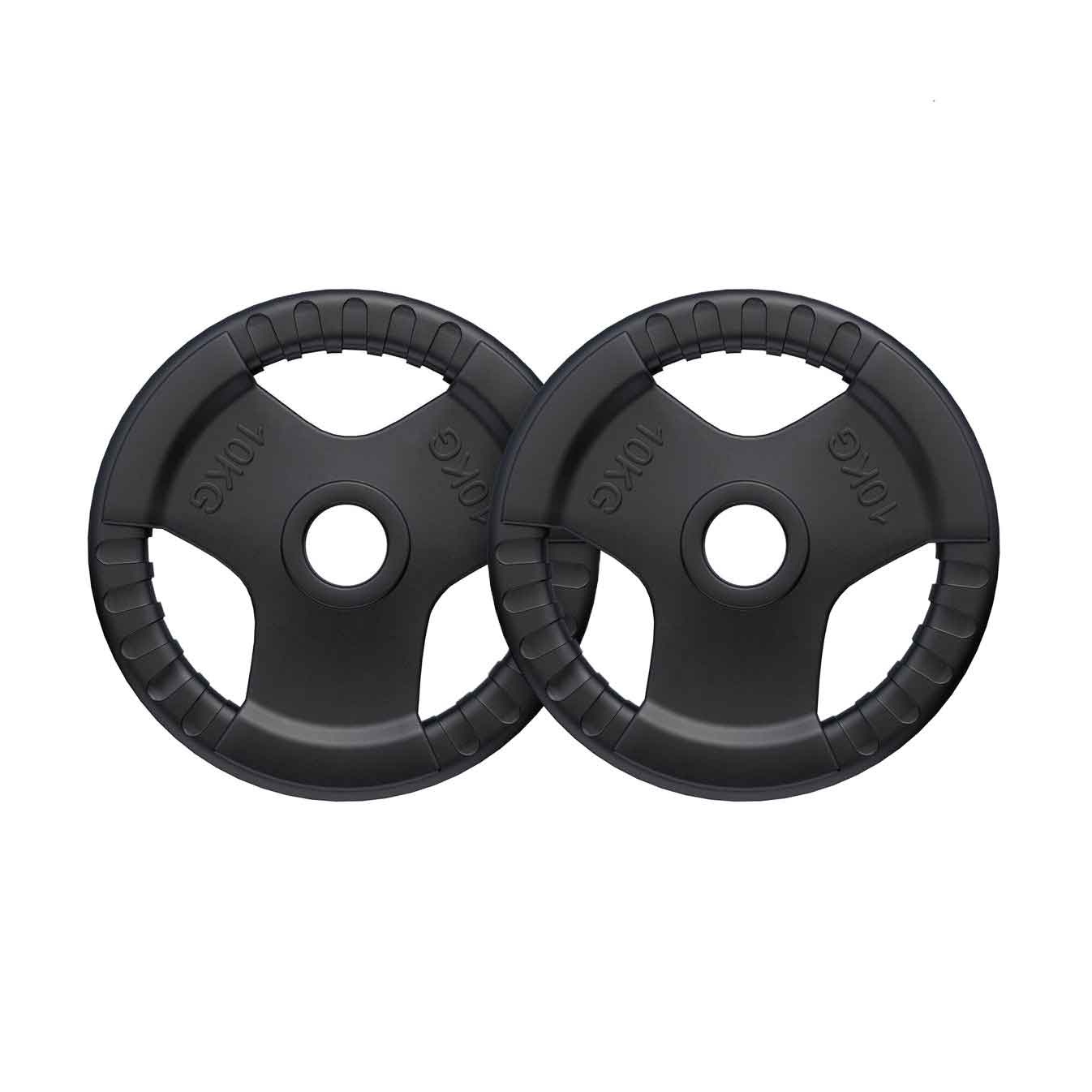 2 x 10 kg Olympische halterschijf Gripper Gietijzer rubber coating – 50/51 mm