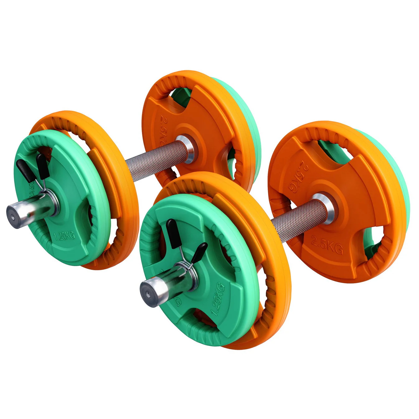 Dumbellset 20 kg Gripper Gietijzer Rubber Coating – Veersluiting