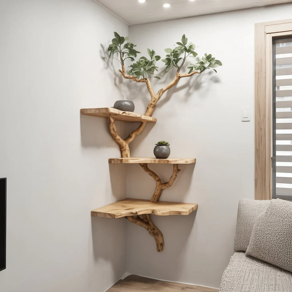 Hoek Boomtak Plank – Rustieke Houten Zwevende Hoekplanken