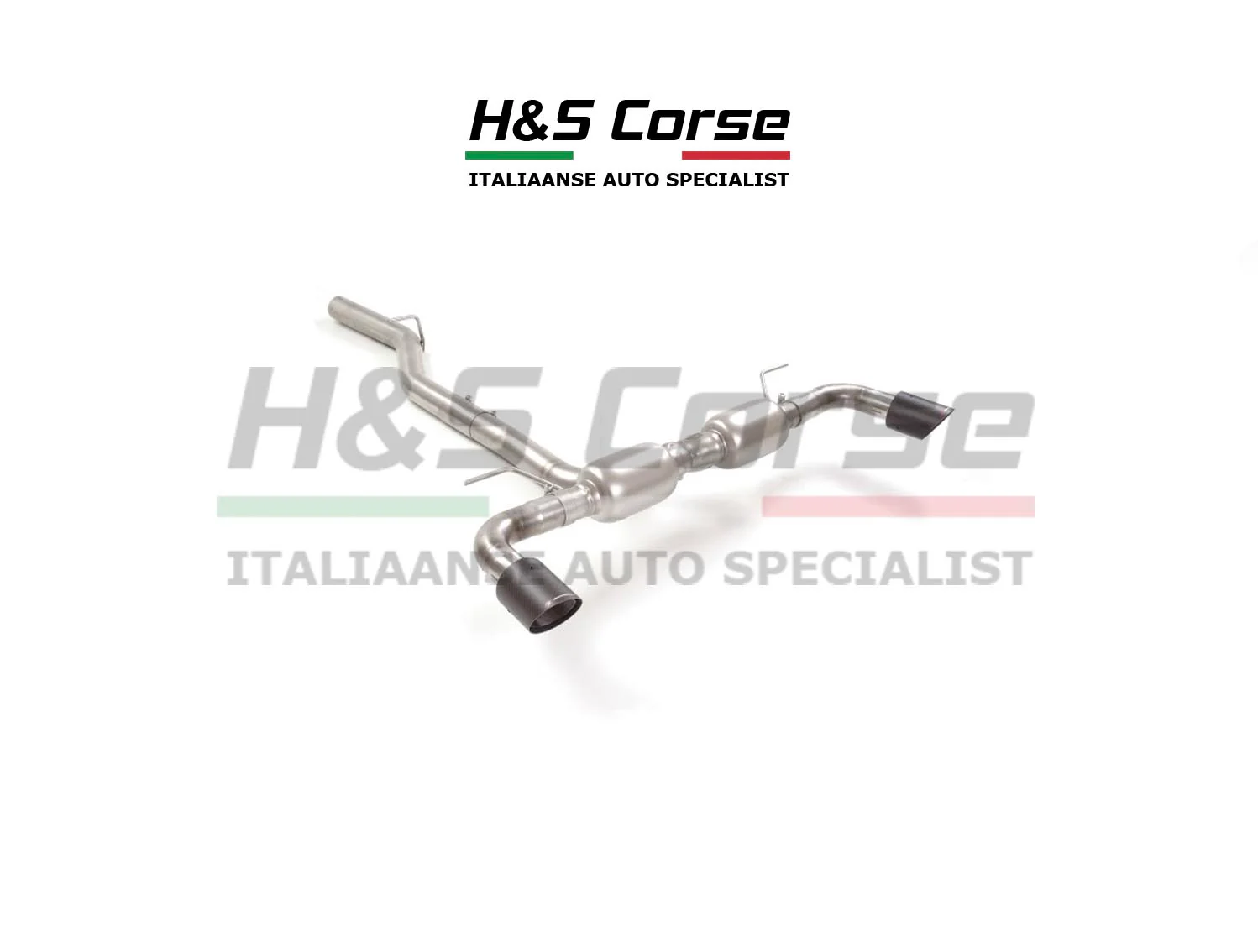 Alfa Giulia 2.2 JTDm – Ragazzon RVS H2 einddemper met ronde sierstukken Carbon 90mm