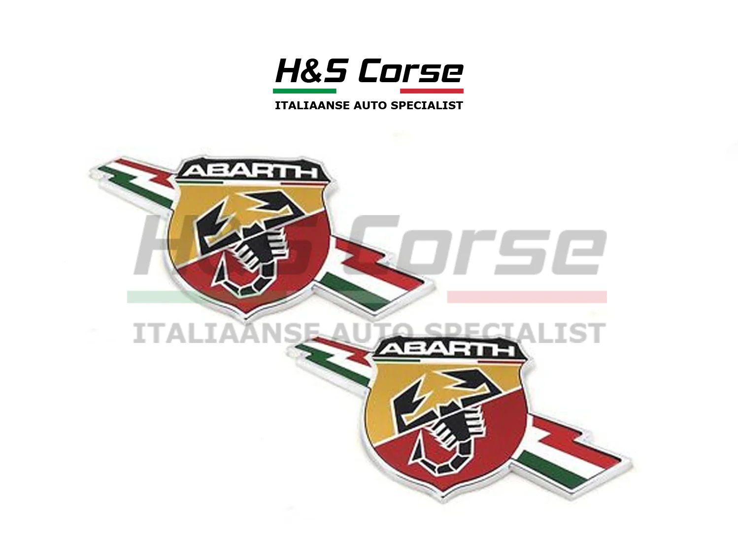 Aluminium Abarth embleem set van 2 – voor zijkant auto