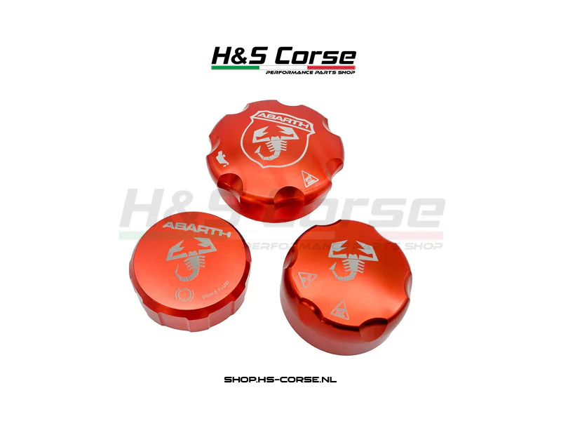 Abarth 500/595/695 /Punto – Aluminium vloeistof doppen – Rood