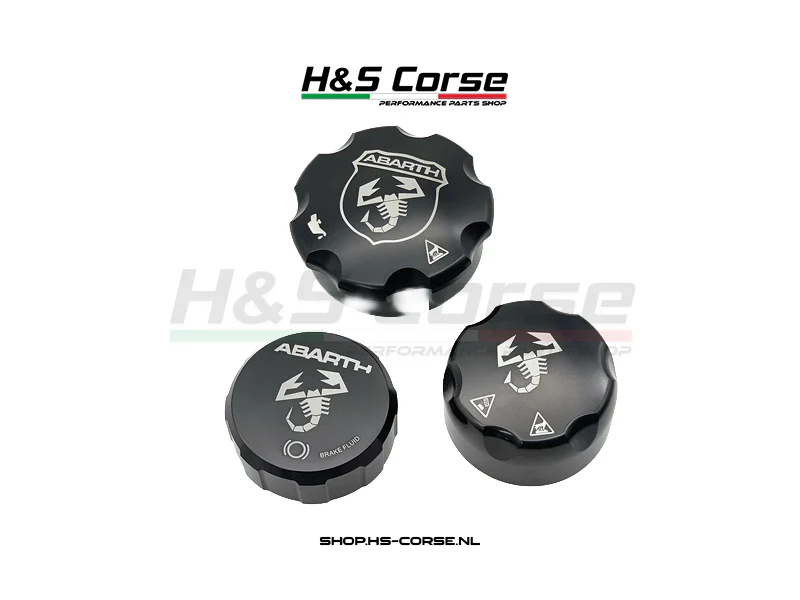 Abarth 500/595/695 /Punto – Aluminium vloeistof doppen – Zwart