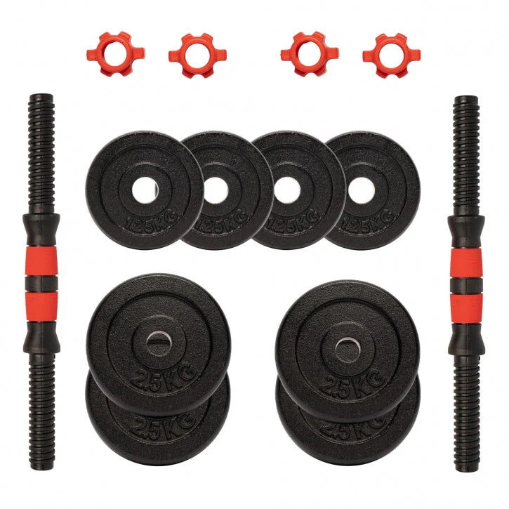 Dumbellset 15 kg gietijzer - 25 mm - Afbeelding 3
