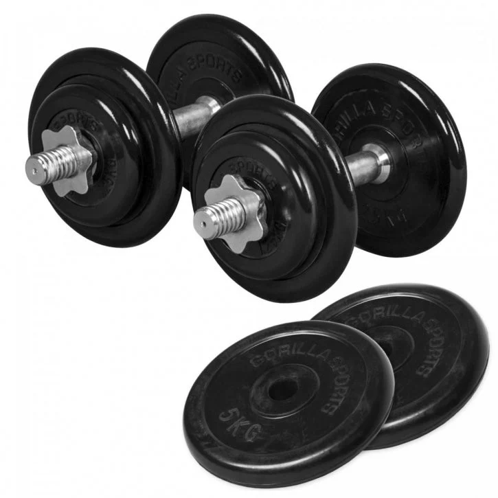 Dumbellset 20 kg + 2 x 5 kg Rubber – 30 mm