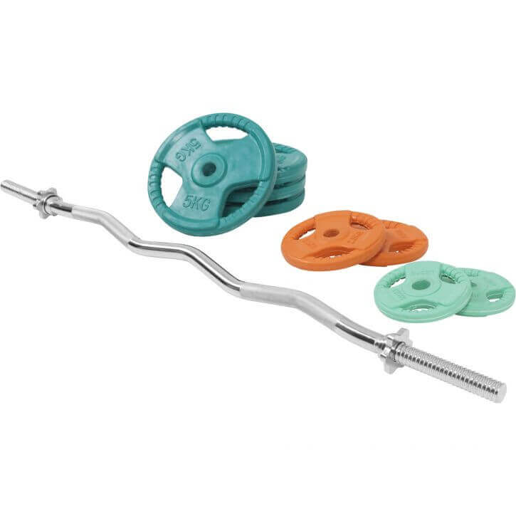 EZ-curlset 35 kg Gripper Gietijzer Rubber Coating  - Schroefsluiting 30 mm - Afbeelding 3