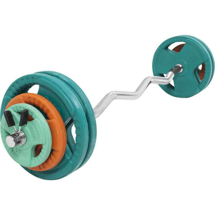 EZ-curlset 35 kg Gripper Gietijzer Rubber Coating  - Veersluiting 30 mm - Afbeelding 2
