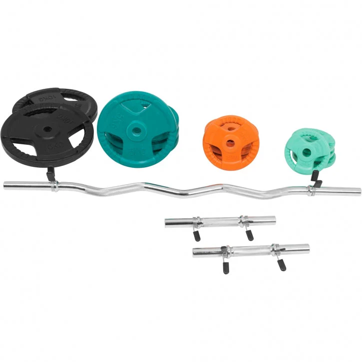 EZ-curlset 70 kg Gripper Gietijzer Rubber Coating  - Veersluiting 30 mm - Afbeelding 2