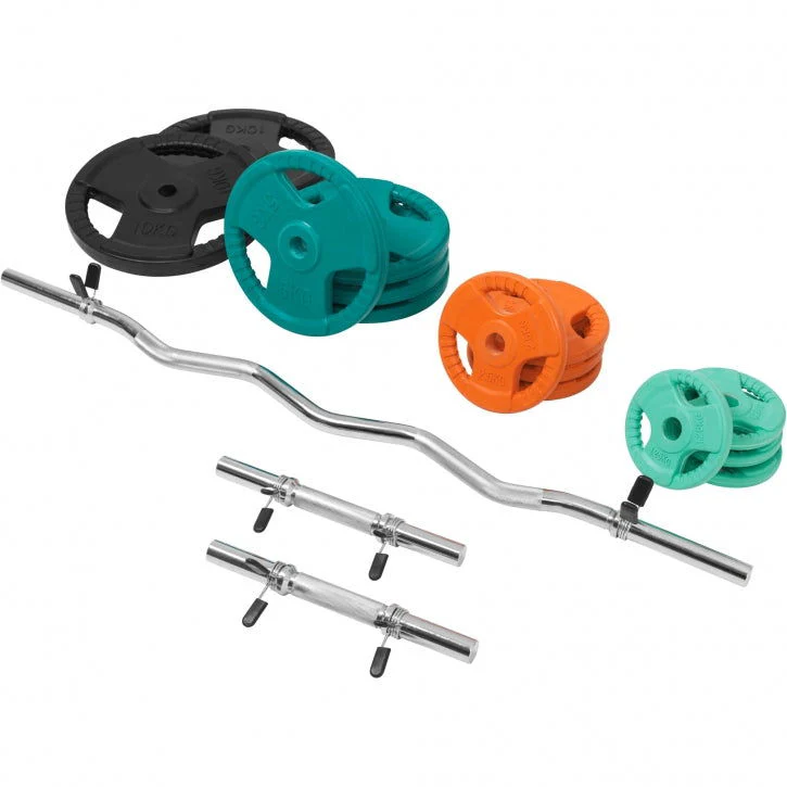 EZ-curlset 70 kg Gripper Gietijzer Rubber Coating  - Veersluiting 30 mm - Afbeelding 3