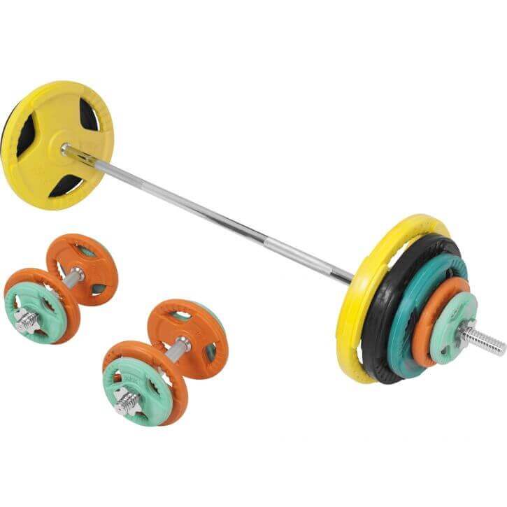 Halterset 100 kg Gripper Gietijzer Rubber Coating - Schroefsluiting 30 mm - Afbeelding 2