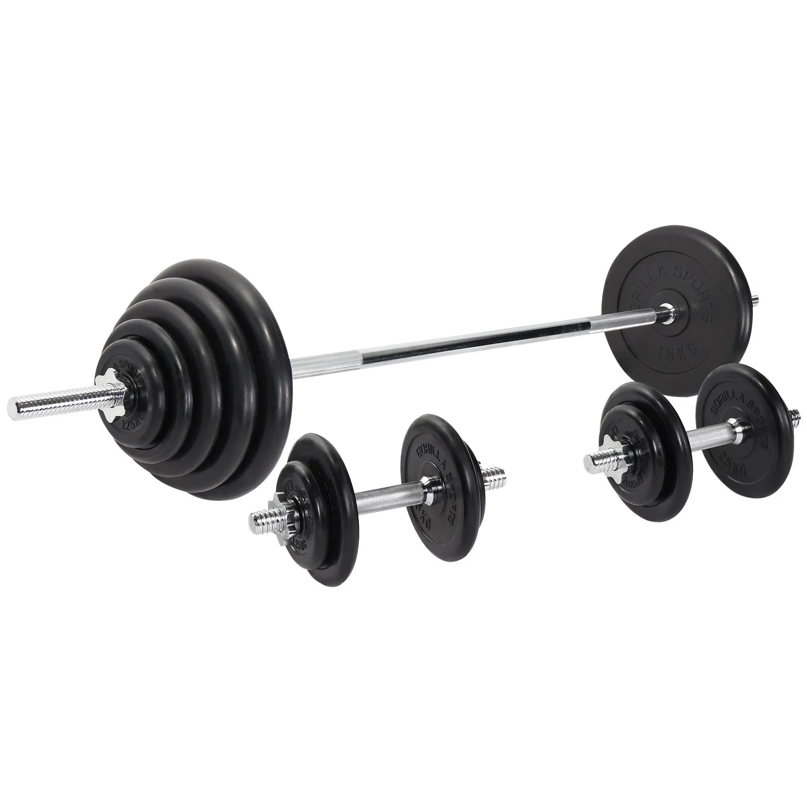 Halterset 100 kg Rubber – Schroefsluiting 30 mm