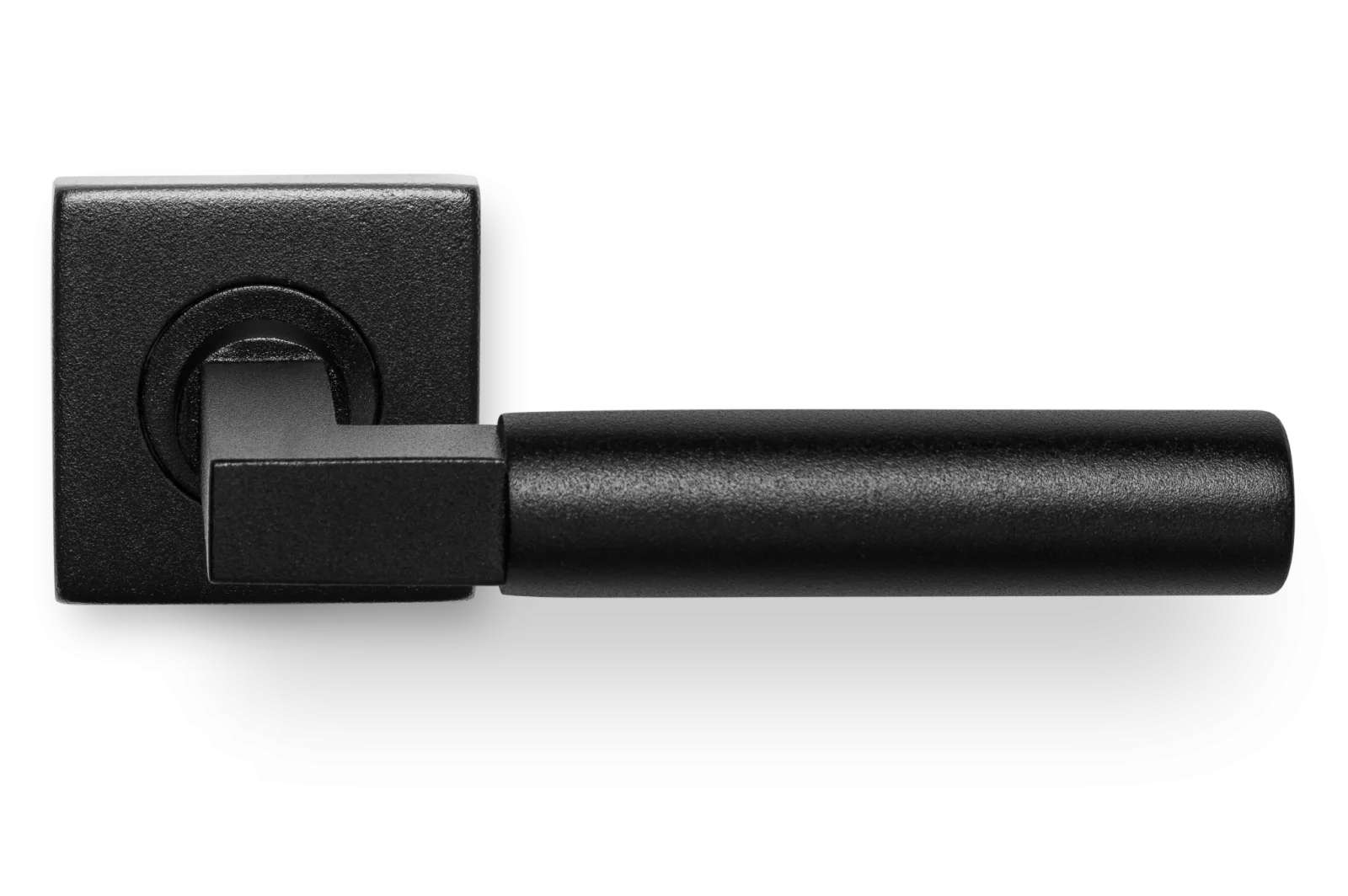 Zwarte Deurklink Bauhaus – Inclusief Vierkant Rozet – Mat Zwart deurbeslag AVJD