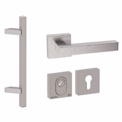 Voordeurset vierkant Toronto schuin | Hardbrass | RVS Inox