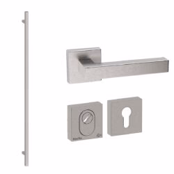 Voordeurset vierkant Toronto 1900 | Hardbrass | RVS Inox