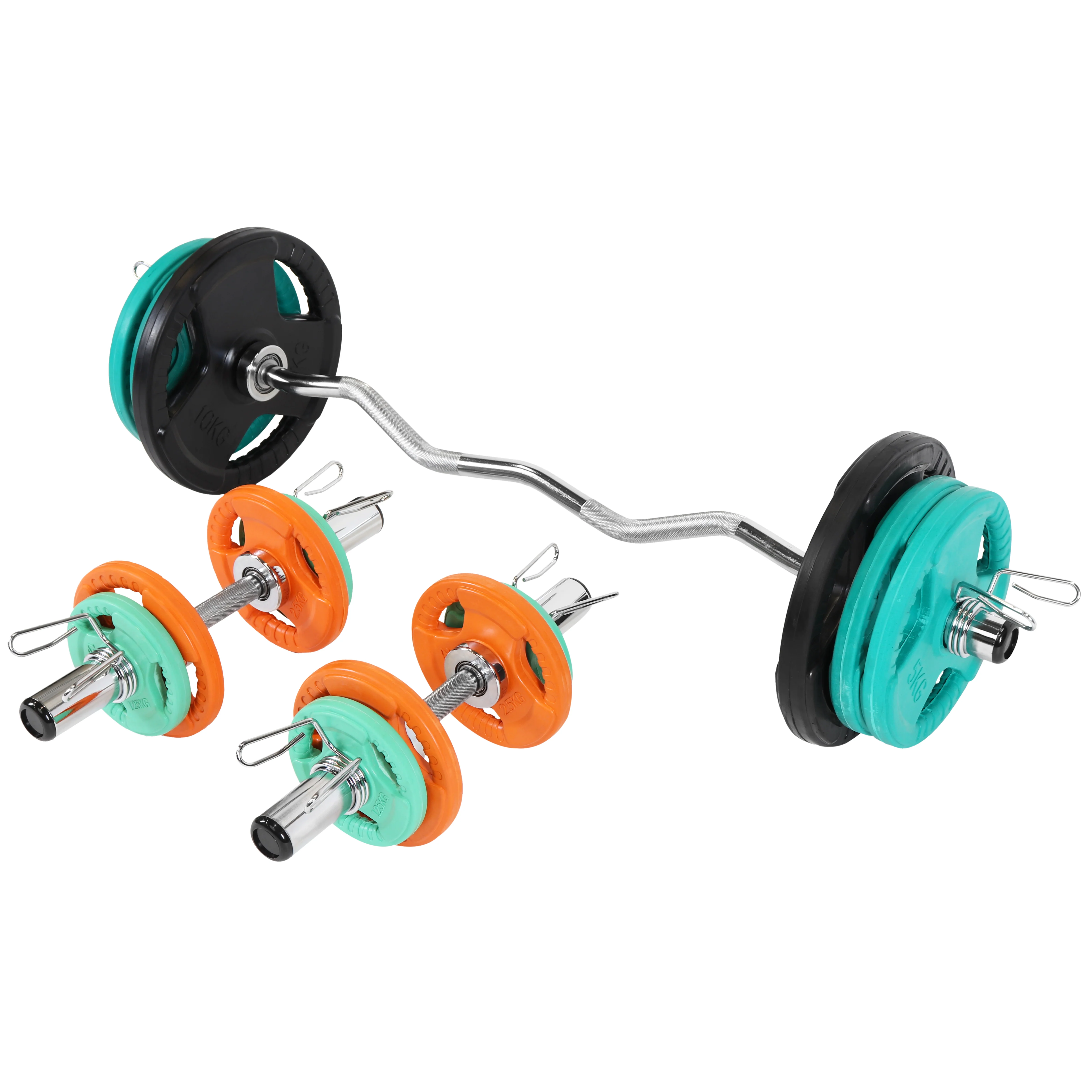 Olympische EZ-curlset 75 kg Gripper Gietijzer Rubber Coating  – 50 mm