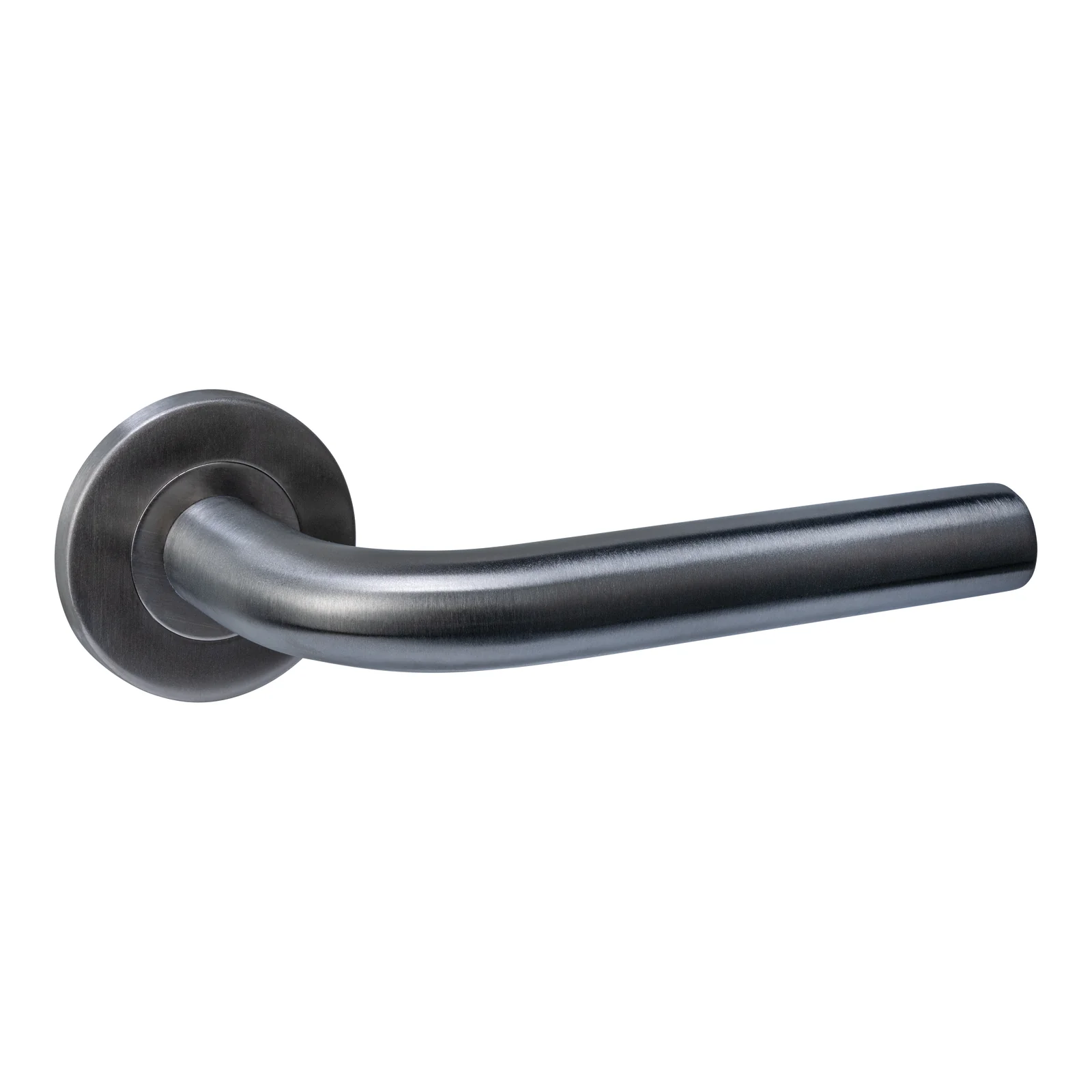 Deurklinken L-gebogen rond model op rozet | Intersteel | PVD antraciet