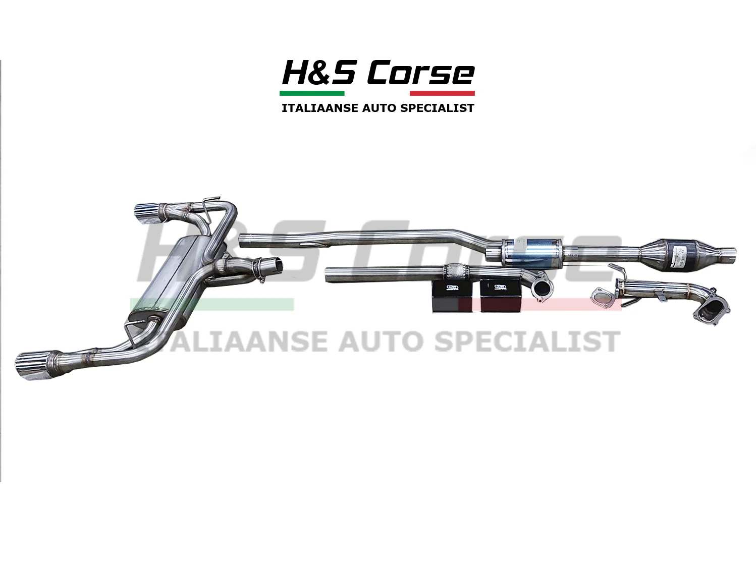 Alfa Giulietta 1.4 TB – 63.5 / 70mm front-back uitlaat systeem + einddemper met elektrische klep