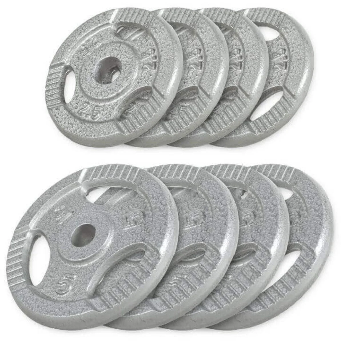 Voordeelbundel 30 kg – 4 x 5 + 4 x 2,5 kg – Gripper Gietijzer Zilver – 30/31 mm