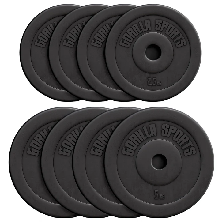 Voordeelbundel 30 kg (4 x 5 kg en 4 x 2,5 kg) halterschijven Kunststof – 30/31 mm