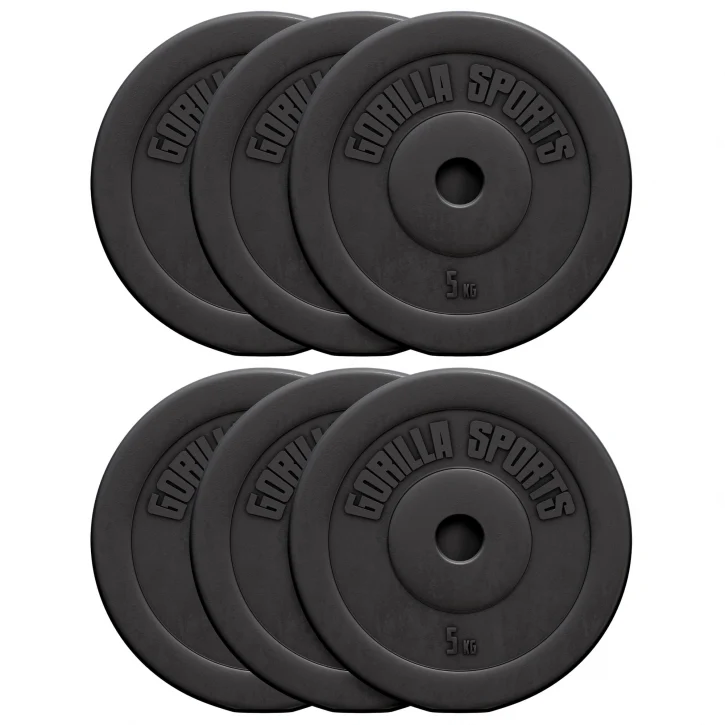 Voordeelbundel 30 kg (6 x 5 kg) Halterschijven Kunststof – 30/31 mm