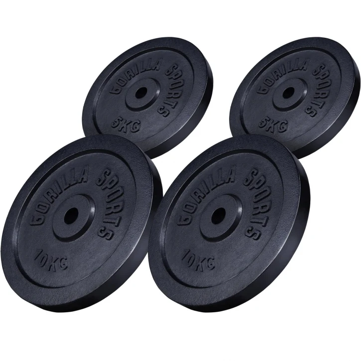 Voordeelbundel 30 kg Halterschijven Gietijzer Zwart – 30 mm