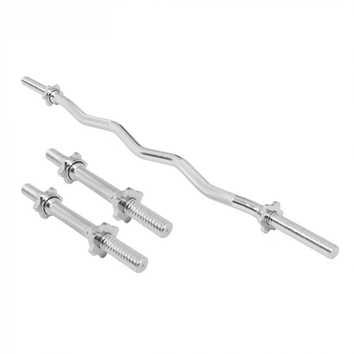 Voordeelset halterstang met dumbellstangen schroefsluiting zilver – 30 mm