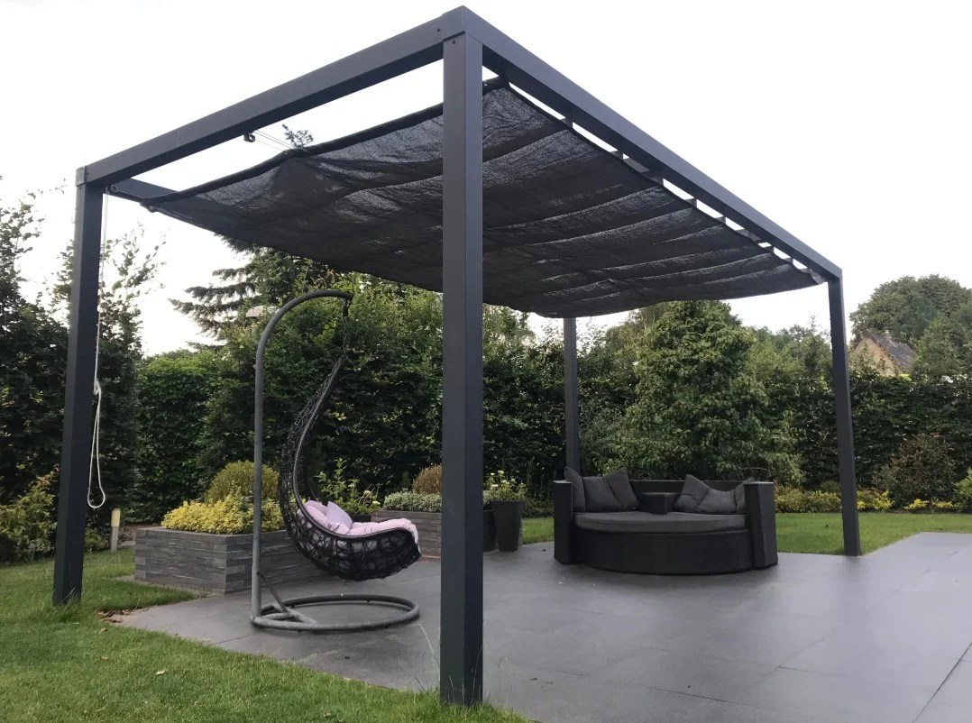 Alu | Pergola + schaduwdoek | 402 x 402 cm