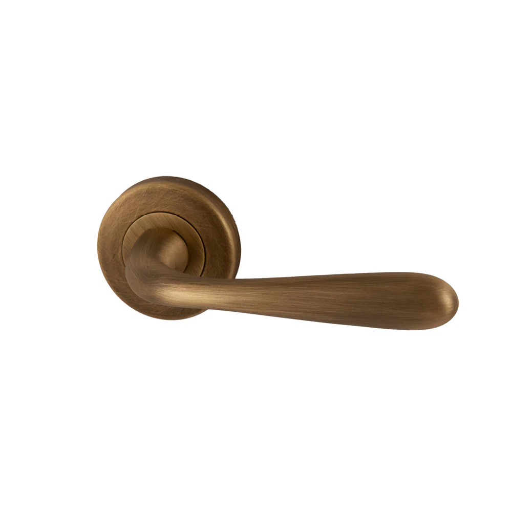 Deurklinken Baia op rozet | Hardbrass | matbrons