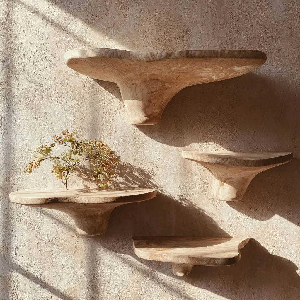 Rustieke Paddenstoel Zwevende Planken Met Verborgen Beugels Hout Decor