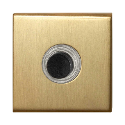 Beldrukker vierkant met zwarte button | GPF | PVD mat messing