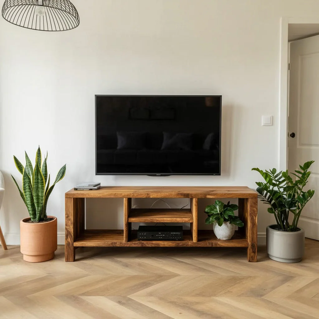 Handgemaakte Rustieke TV-kast met Opbergruimte – Kast van Gerecycled Massief Hout
