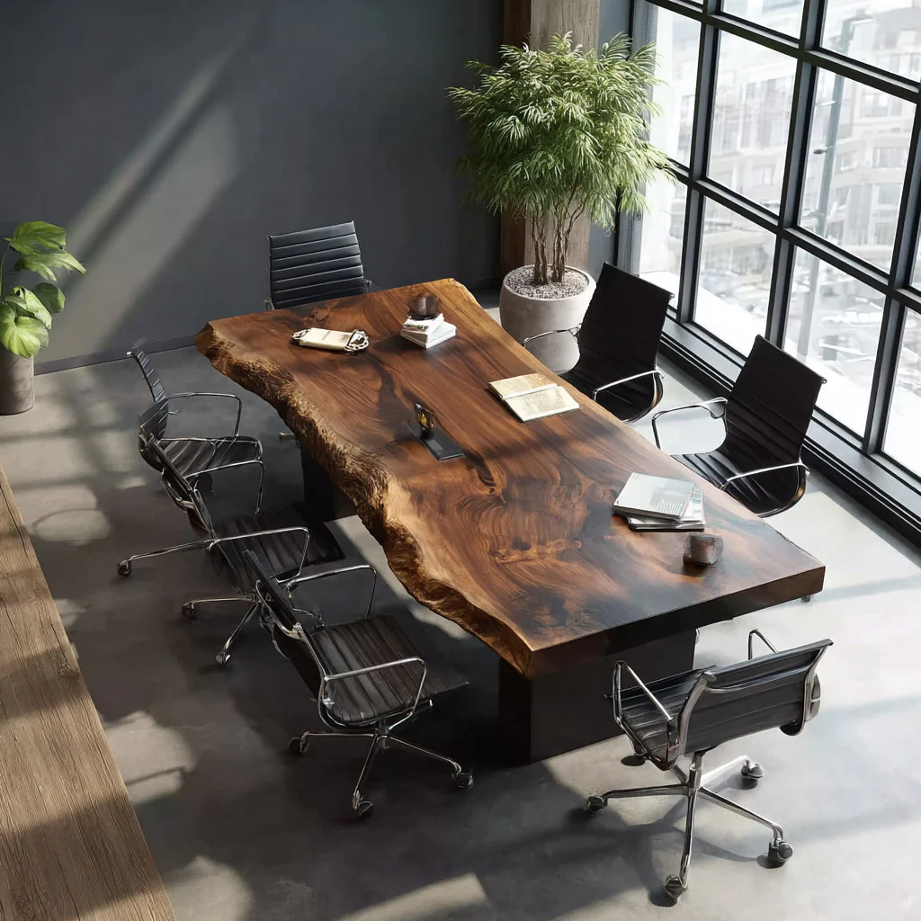 Live Edge Conferentietafel van Massief Hout – Handgemaakt Kantoor