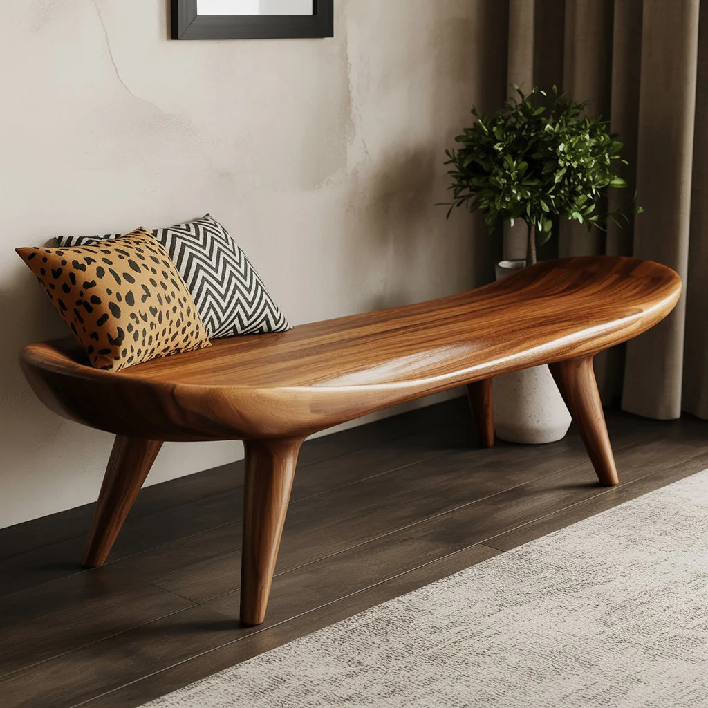 Handgemaakte Massief Houten Bank – Organisch Modern Design