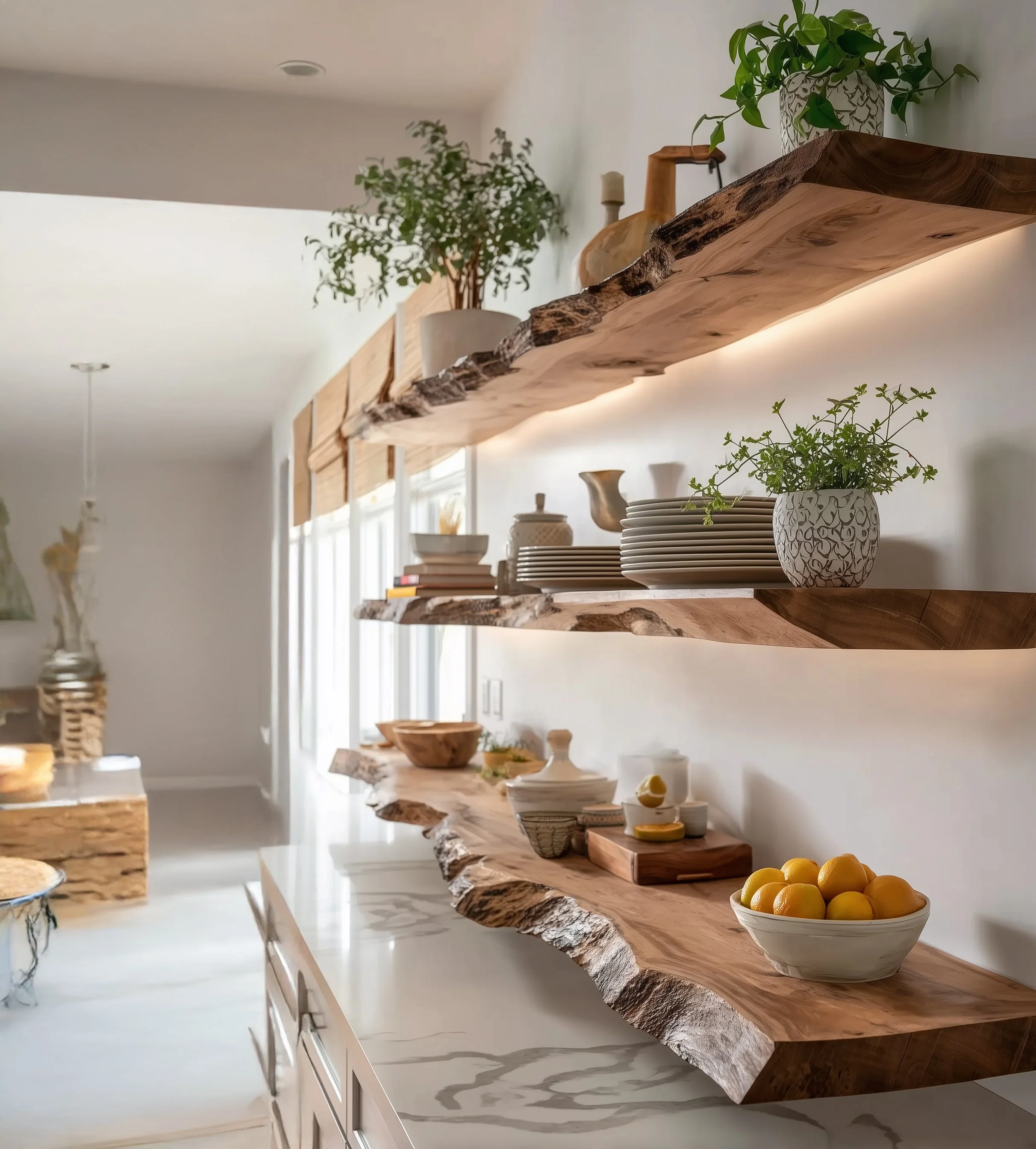 Ambachtelijke Live Edge Wandplank – Handgemaakte Houten Decoratie voor het Hele Huis