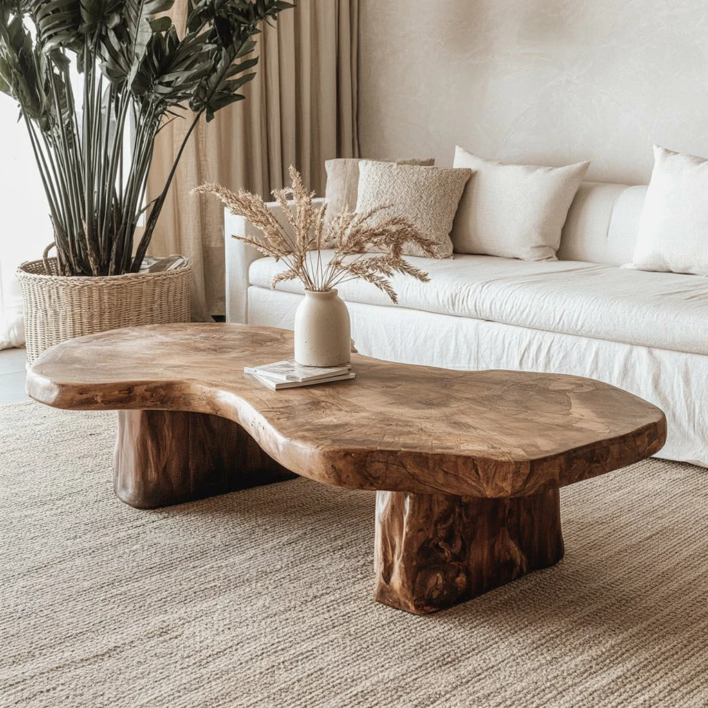 Live Edge Massief Houten Salontafel – Handgemaakte Rustieke Middentafel