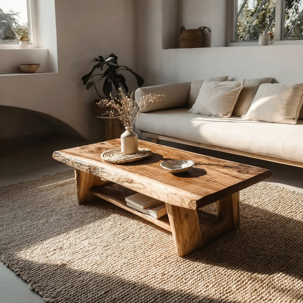 Gerecyclede Driftwood Salontafel – Moderne Massief Houten Live Edge Tafel