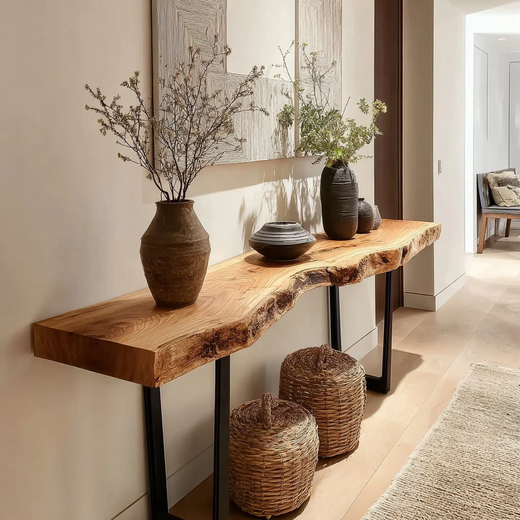 Consoletafel – Moderne Live Edge Banktafel van Massief Hout