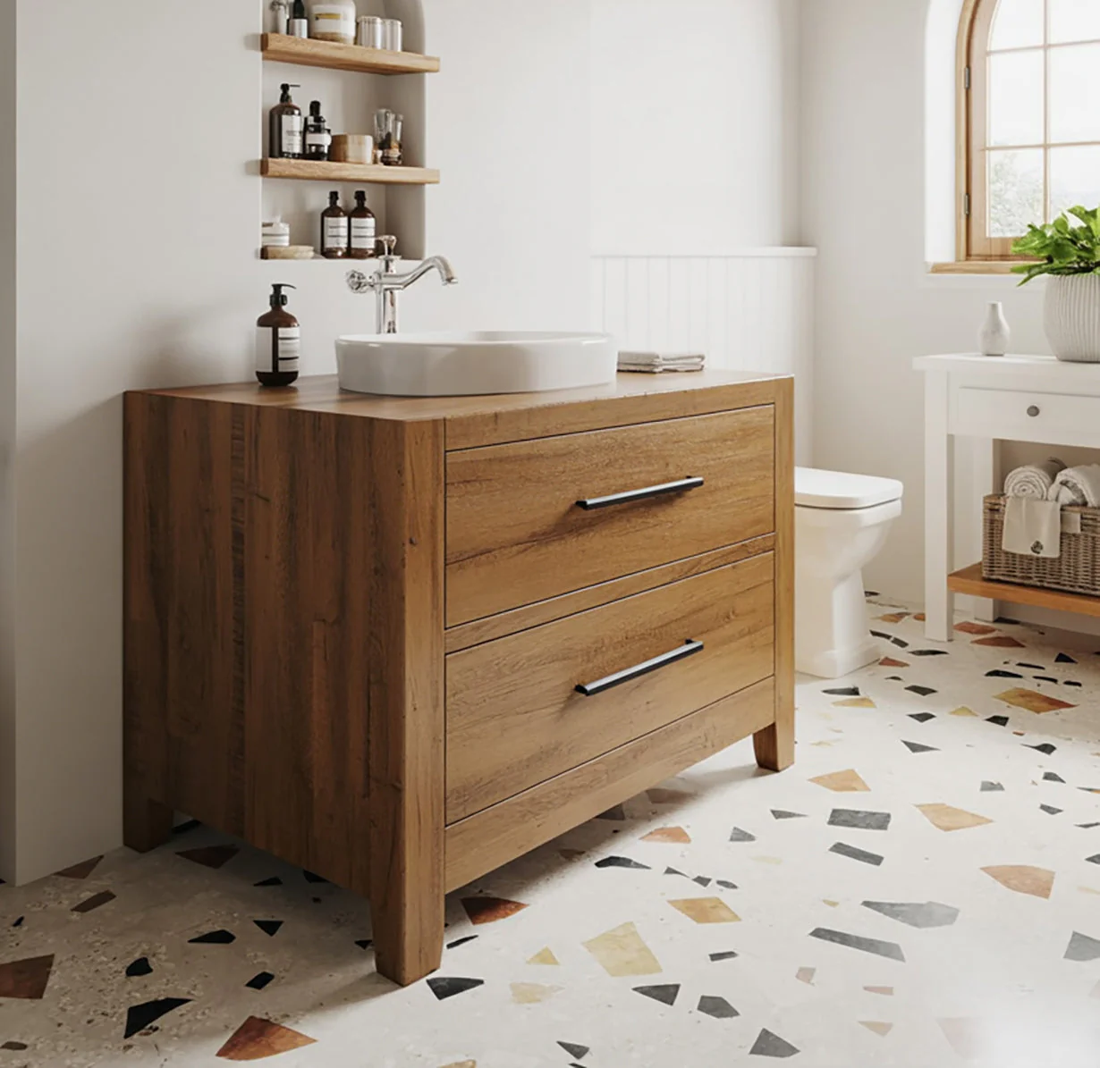 Rustiek Badkamermeubel van Gerecycled Hout – Massief Hout