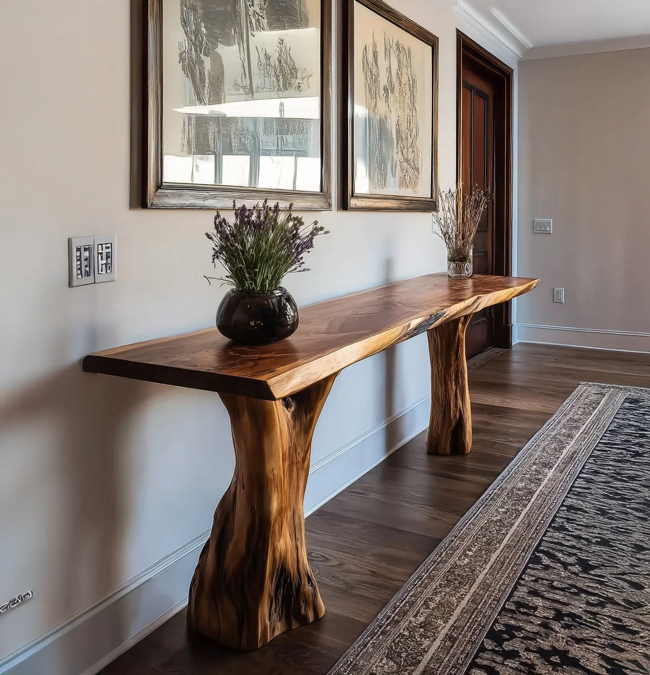 Rustieke Console Tafel van Massief Hout – Handgemaakt Live-Edge Sidetable