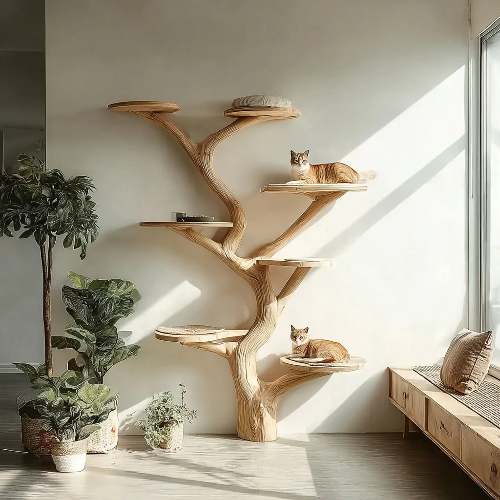 Houten Kattenboom van Driftwood – Wand Kattenklimtoren