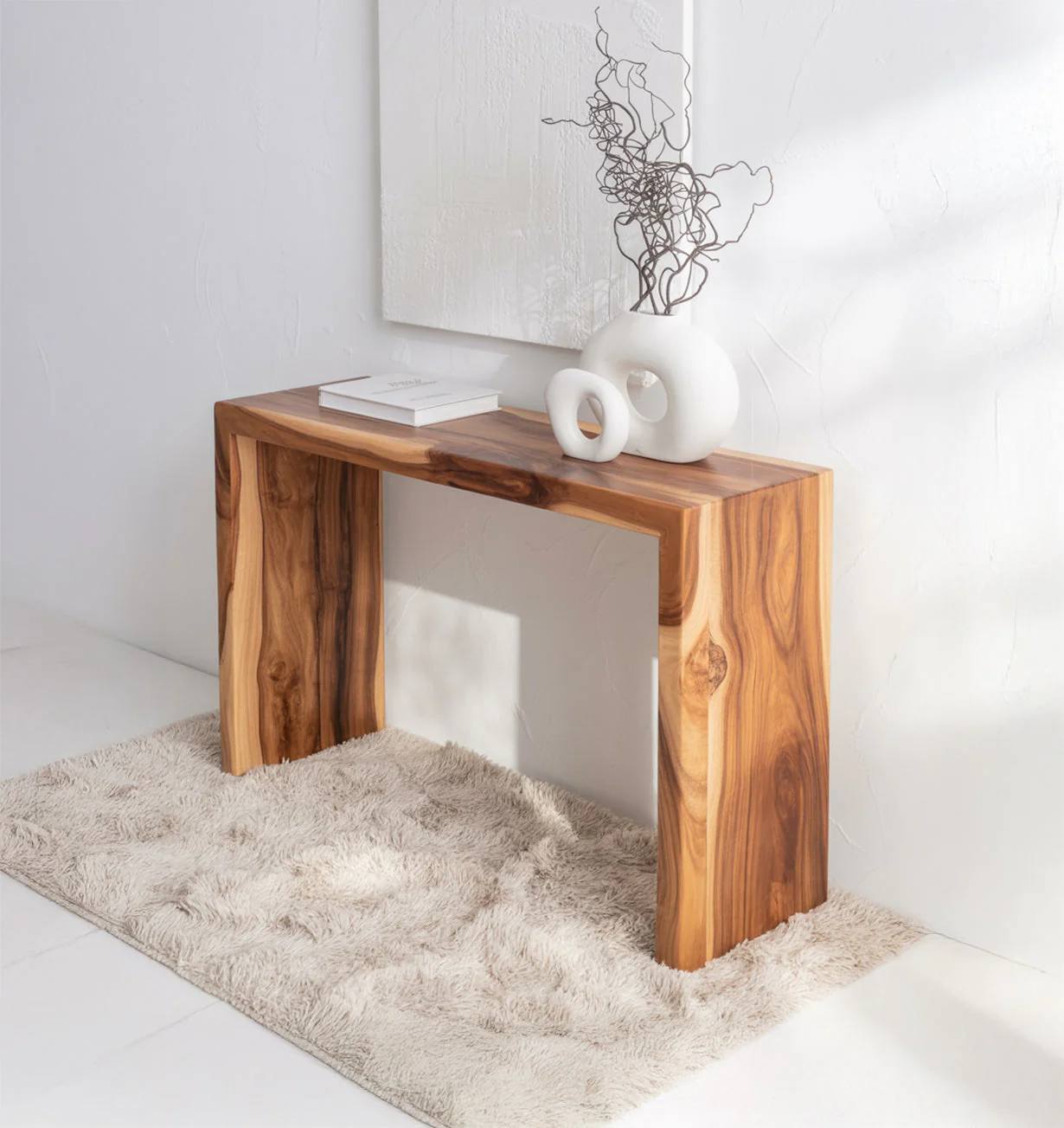 Ambachtelijke Console van Natuurlijk Hout – Moderne Organische Haltafel