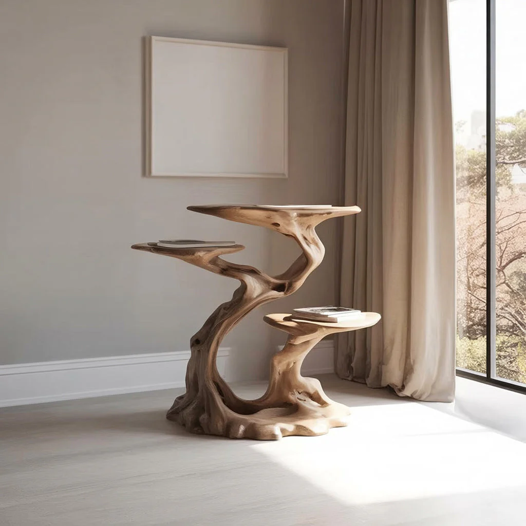 Platenspelermeubel van Massief Hout met Vinylopslag – Mid-Century