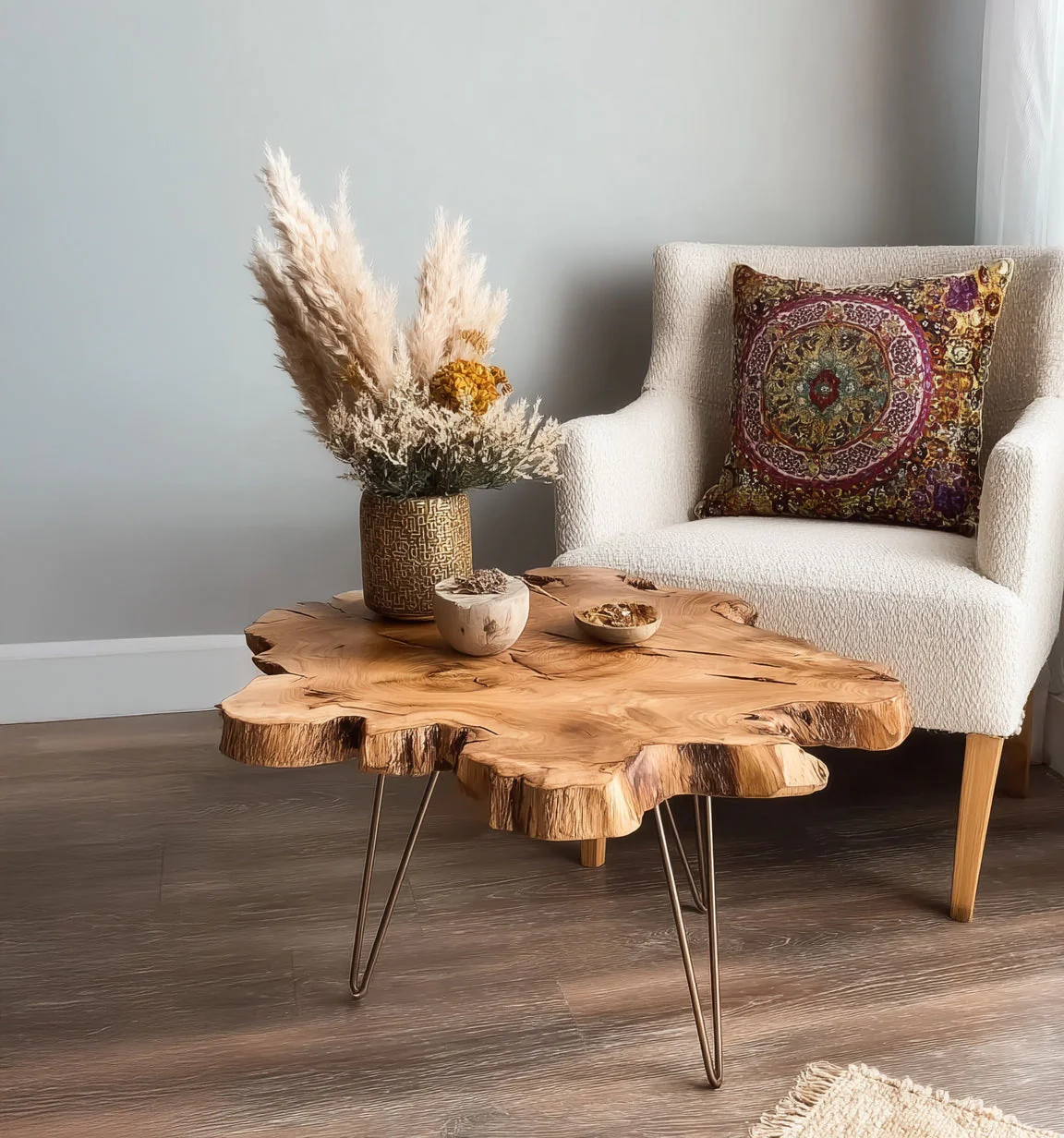 Handgemaakte Live Edge Salontafel – Eigentijds en Prachtig Ontwerp