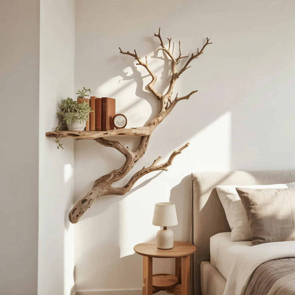Drijfhout Boekenplank Aan De Wand – Boomtak Hoek Zwevend Decor