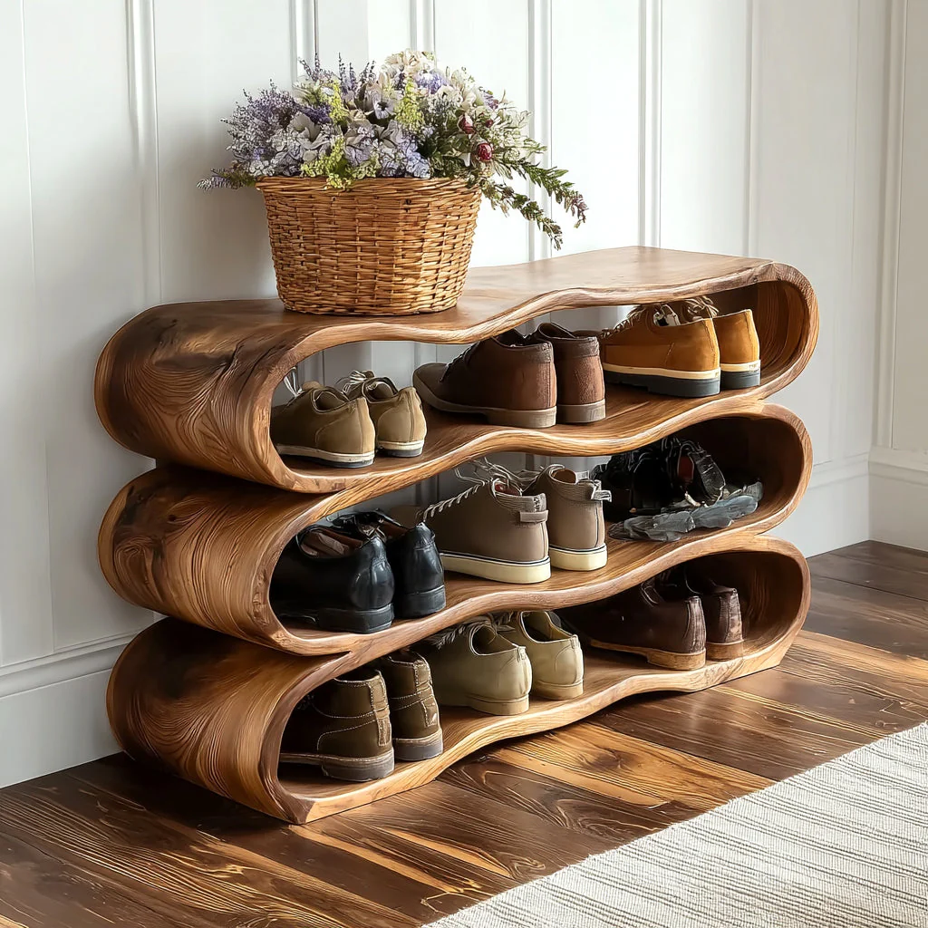Rustieke Halbank voor Schoenen & Tassen – Ruimtebesparend Halmeubel