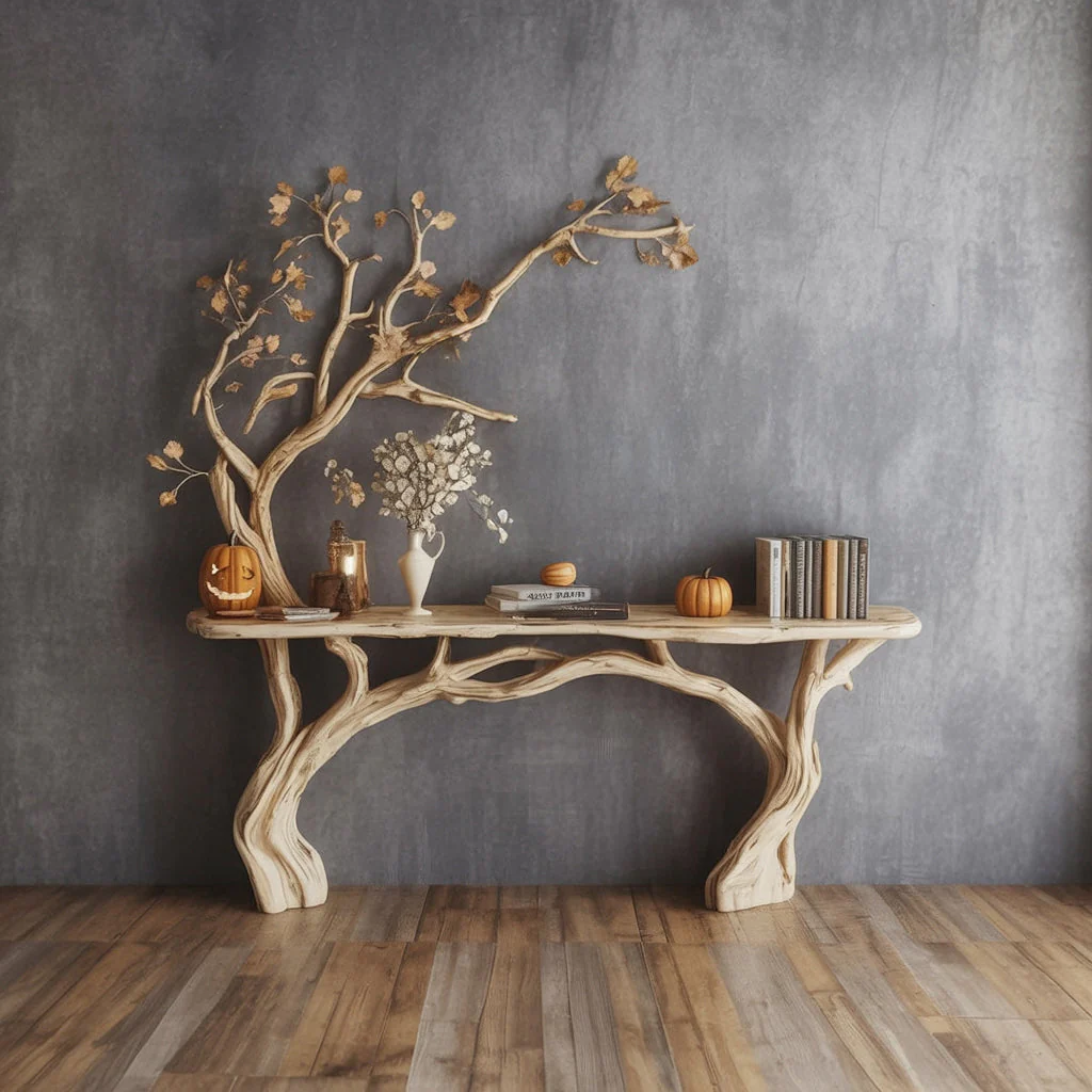 Smalle Zwevende Consoletafel – Handgemaakte Live Edge Wandplank van Massief Hout