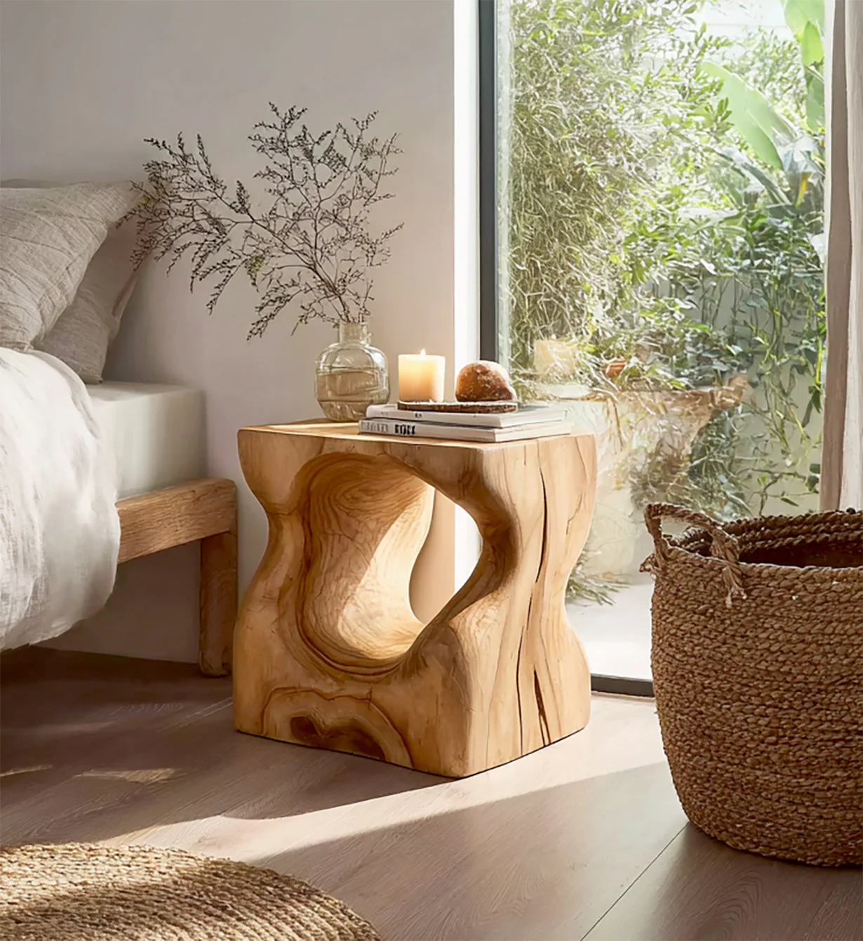 Boerderijstijl Nachtkastje voor Slaapkamer – Rustiek Houten Bedside Table met Lade
