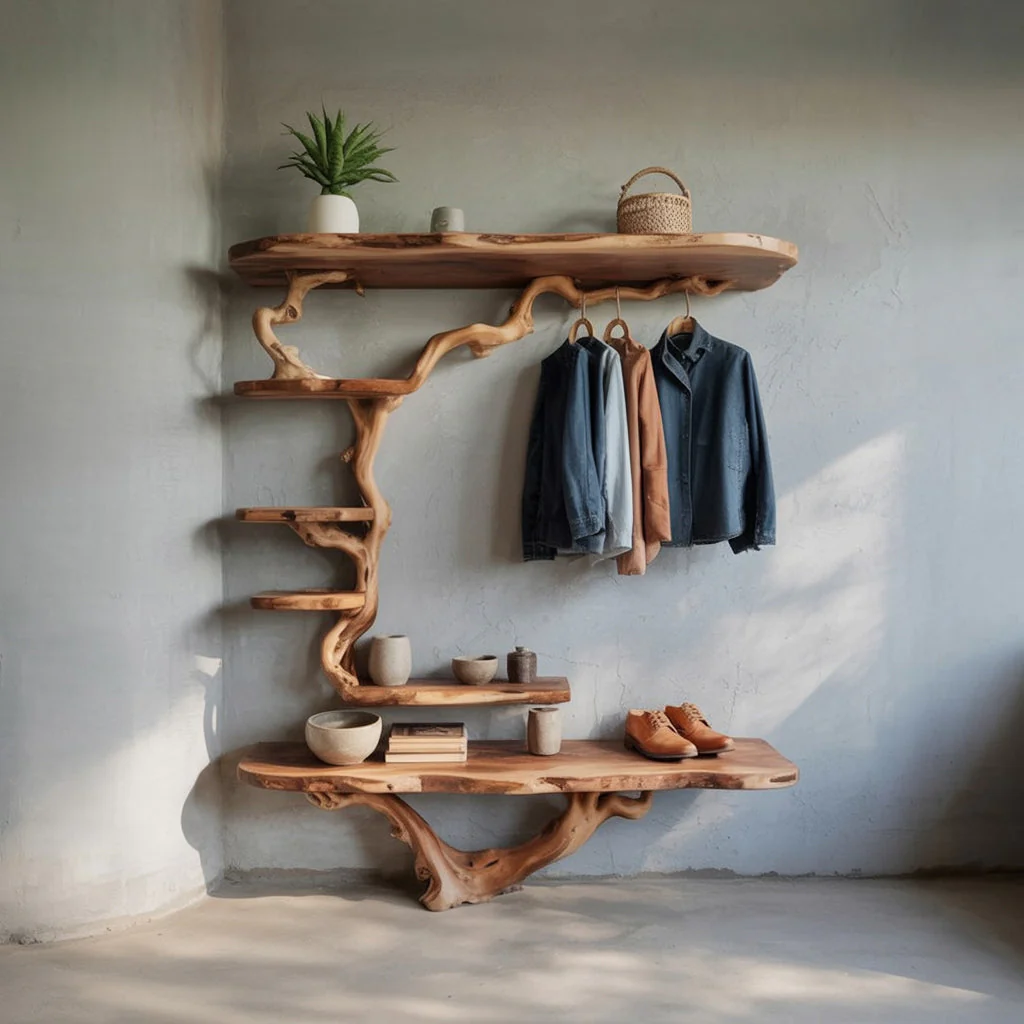 Boomtak Kapstok van Driftwood – Wandrek met Schoenenbank