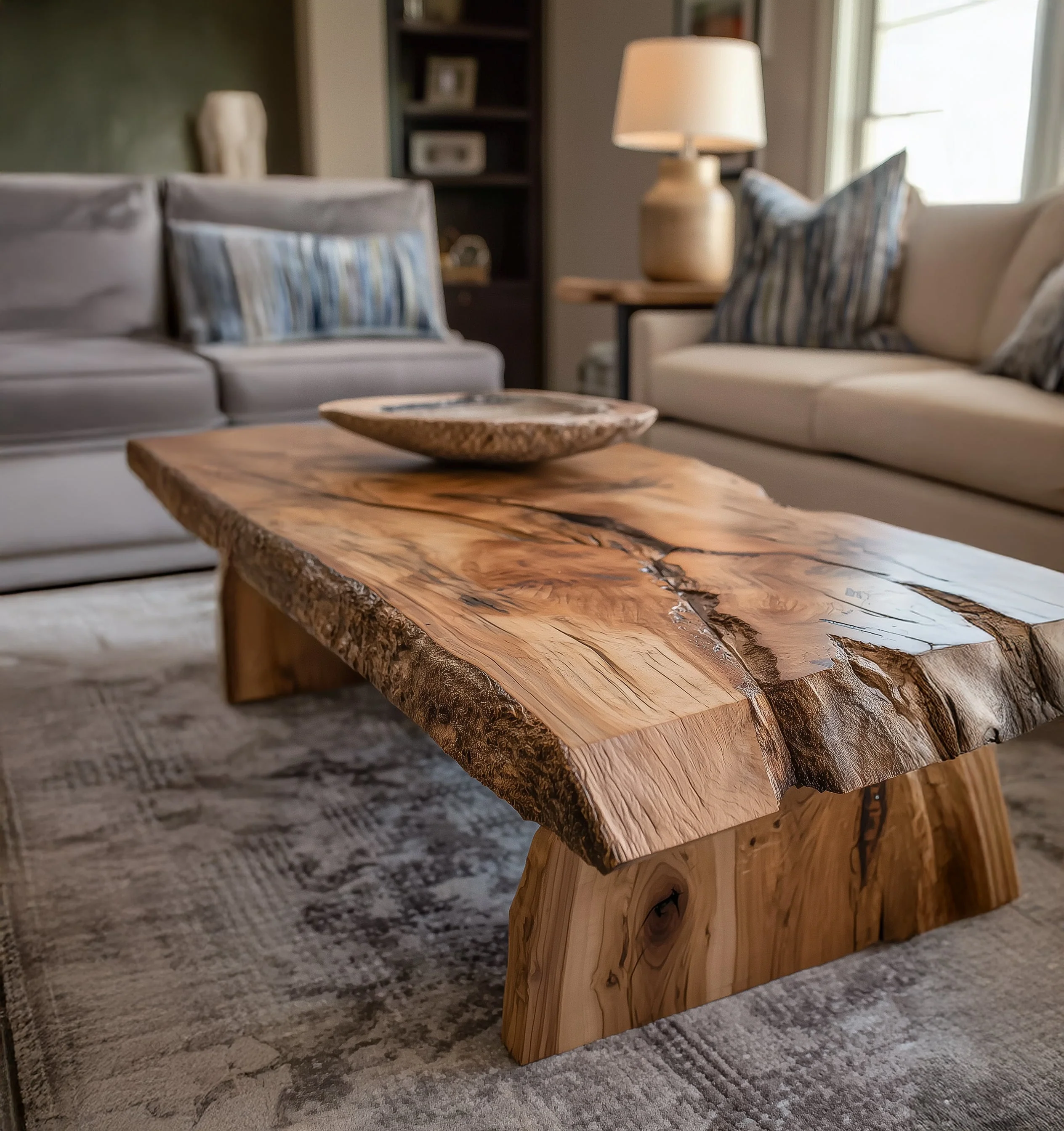 Live Edge Salontafel – Handgemaakt van Massief Hout met Hairpin Poten voor Rustieke Moderne Ruimtes